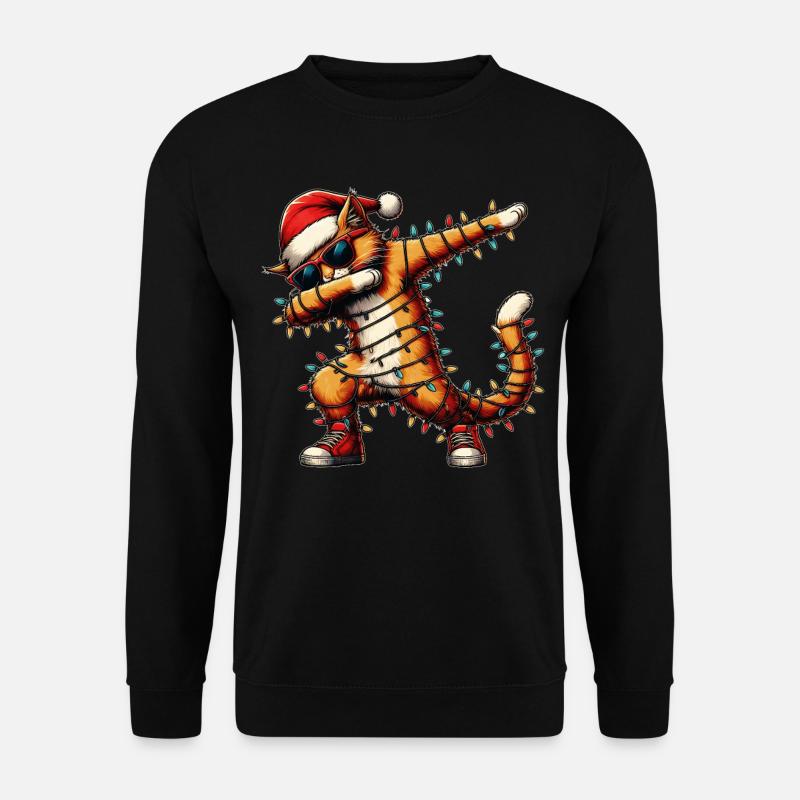 Tupfende Orange Katze Tabby Katze Sonnenbrille Nie - Unisex Pullover - Schwarz