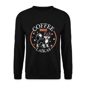 Coffee and Russian-European Laika - Unisex Sweatshirt - black - Front - Alina (178cm) & Michal (187cm)