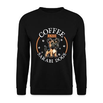 Kaffee und Zentral persischer Hirtenhund Qhadrejoo - Unisex Pullover - Schwarz - Vorne - Alina (178cm) & Michal (187cm)