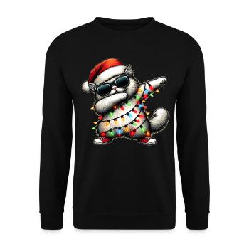 Lunettes de soleil chat persan à pois Mignon Blanc - Sweat-shirt Unisexe - noir - Devant - Alina (178cm) & Michal (187cm)