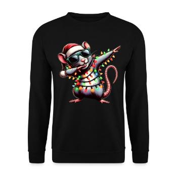 Tupfende Ratte Maus Sonnenbrille Niedlich Weihnach - Unisex Pullover - Schwarz - Vorne - Alina (178cm) & Michal (187cm)