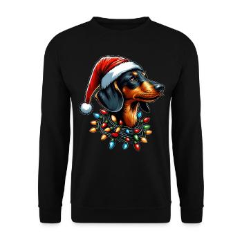 Chapeau de Noël teckel Noël - Sweat-shirt Unisexe - noir - Devant - Alina (178cm) & Michal (187cm)