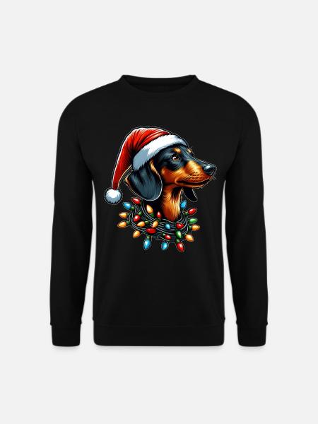 Dachshund Christmas Hat Xmas - Unisex Sweatshirt - black