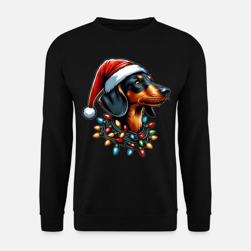 Dackel Weihnachtsmütze Xmas - Unisex Pullover - Schwarz