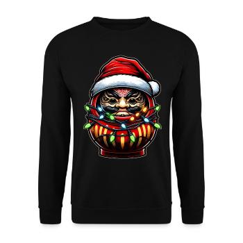 Daruma Poupée Japon Porte-bonheur Chapeau de Noël X - Sweat-shirt Unisexe - noir - Devant - Alina (178cm) & Michal (187cm)