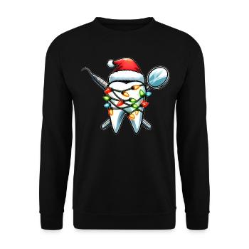 Dentist Dental Assistant Hygiene Santa Hat - Unisex Sweatshirt - black - Front - Alina (178cm) & Michal (187cm)