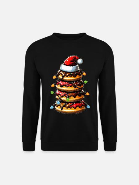 Donuts Haufen Krapfen Sprinkles Weihnachten Hut Xm - Unisex Pullover - Schwarz