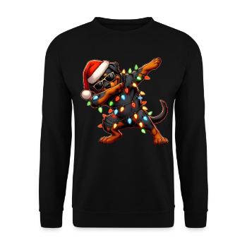 Tupfende Rottweiler Hund Sonnenbrille Niedlich Wei - Unisex Pullover - Schwarz - Vorne - Alina (178cm) & Michal (187cm)