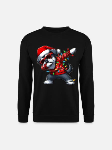 Tupfende Schnauzer Hund Sonnenbrille Niedlich Weih - Unisex Pullover - Schwarz