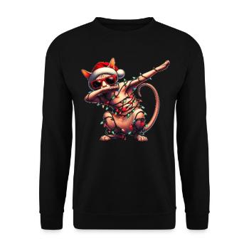 Tupfende Sphynx Katze Sonnenbrille Niedlich Weihna - Unisex Pullover - Schwarz - Vorne - Alina (178cm) & Michal (187cm)