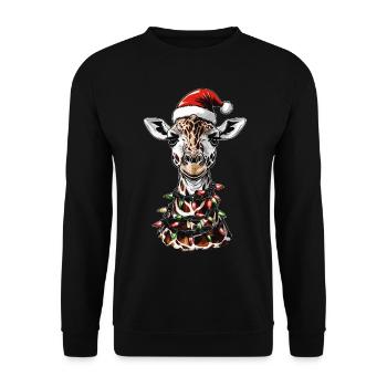 Chapeau de Noël Girafe Noël - Sweat-shirt Unisexe - noir - Devant - Alina (178cm) & Michal (187cm)