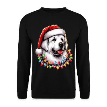 Great Pyrenees Dog Santa Hat Xmas - Unisex Sweatshirt - black - Front - Alina (178cm) & Michal (187cm)