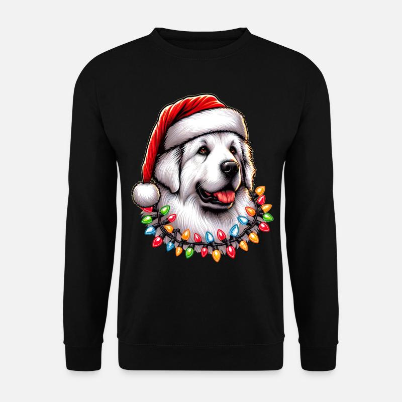 Great Pyrenees Hund Weihnachtsmütze Xmas - Unisex Pullover - Schwarz