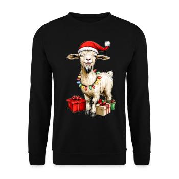 Chèvre Ferme Ferme Noël Chapeau Noël - Sweat-shirt Unisexe - noir - Devant - Alina (178cm) & Michal (187cm)