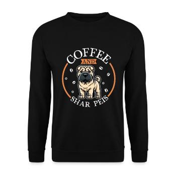 Café et Shar-Pei - Sweat-shirt Unisexe - noir - Devant - Alina (178cm) & Michal (187cm)