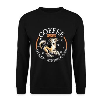 Café et lévrier soyeux - Sweat-shirt Unisexe - noir - Devant - Alina (178cm) & Michal (187cm)