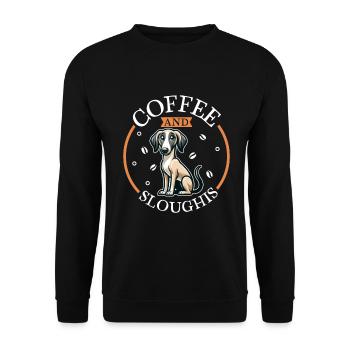 Kaffee und Sloughi - Unisex Pullover - Schwarz - Vorne - Alina (178cm) & Michal (187cm)