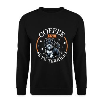 Kaffee und Skye Terrier - Unisex Pullover - Schwarz - Vorne - Alina (178cm) & Michal (187cm)