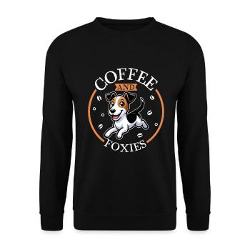 Kaffee und Glatthaar-Foxterrier - Unisex Pullover - Schwarz - Vorne - Alina (178cm) & Michal (187cm)