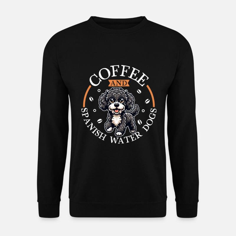 Kaffee und Spanischer Wasserhund - Unisex Pullover - Schwarz