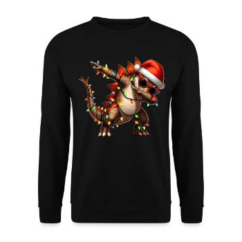 Tupfende Stegosaurus Dinosaurier-Sonnenbrille Nied - Unisex Pullover - Schwarz - Vorne - Alina (178cm) & Michal (187cm)