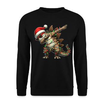 Tupfende Stegosaurus Dinosaurier-Sonnenbrille Nied - Unisex Pullover - Schwarz - Vorne - Alina (178cm) & Michal (187cm)