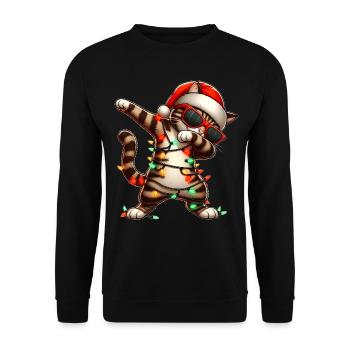 Tupfende Tabby Katze Orange Katze Sonnenbrille Nie - Unisex Pullover - Schwarz - Vorne - Alina (178cm) & Michal (187cm)