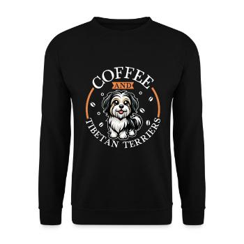 Coffee and Tibetan Terrier - Unisex Sweatshirt - black - Front - Alina (178cm) & Michal (187cm)