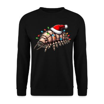 Isopode Lustige Isopoden Weihnachtsmütze Xmas - Unisex Pullover - Schwarz - Vorne - Alina (178cm) & Michal (187cm)
