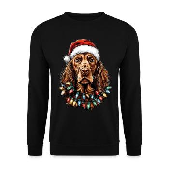 Setter Irlandais Chien Père Noël - Sweat-shirt Unisexe - noir - Devant - Alina (178cm) & Michal (187cm)