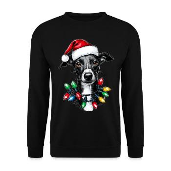 Italienischer Windhund Hund Weihnachten Hut Xmas - Unisex Pullover - Schwarz - Vorne - Alina (178cm) & Michal (187cm)
