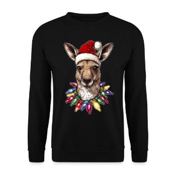 Chapeau de Noël Kangaroo Australia Noël - Sweat-shirt Unisexe - noir - Devant - Alina (178cm) & Michal (187cm)