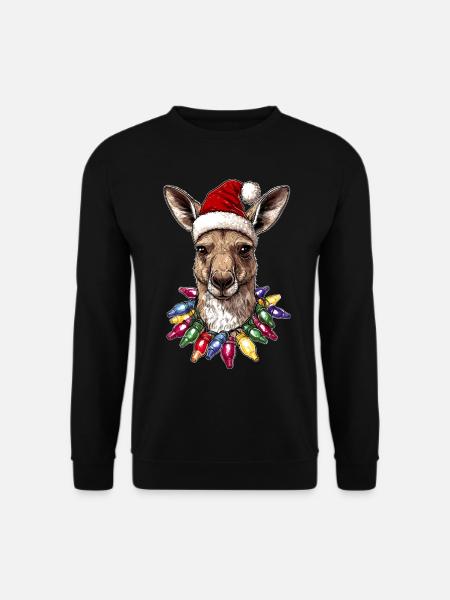 Kangaroo Australia Christmas Hat Xmas - Unisex Sweatshirt - black