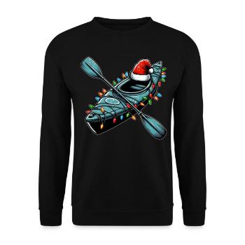 Kajakfahren Kajakfahrer Weihnachtsmütze Xmas - Unisex Pullover - Schwarz - Vorne - Alina (178cm) & Michal (187cm)