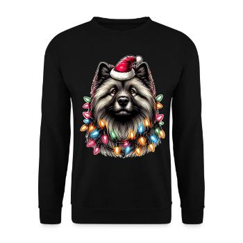 Keeshond Dog Santa Hat Xmas - Unisex Sweatshirt - black - Front - Alina (178cm) & Michal (187cm)
