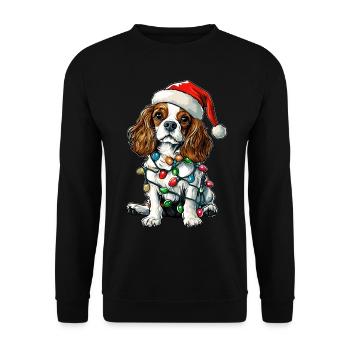 King Charles Cavalier Dog Santa Hat Xmas - Unisex Sweatshirt - black - Front - Alina (178cm) & Michal (187cm)