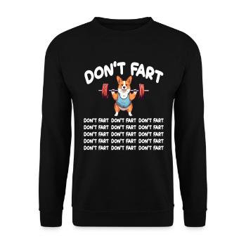Lustiger Hund Gym Don't Fart Weightlifting Furz - Unisex Pullover - Schwarz - Vorne - Alina (178cm) & Michal (187cm)