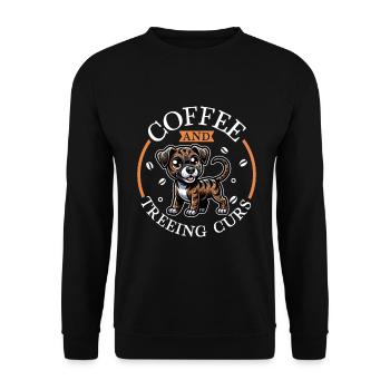 Kaffee und Treeing Cur - Unisex Pullover - Schwarz - Vorne - Alina (178cm) & Michal (187cm)