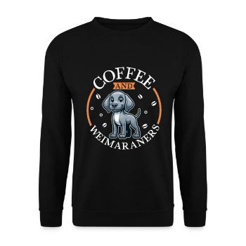 Café et braque de Weimar - Sweat-shirt Unisexe - noir - Devant - Alina (178cm) & Michal (187cm)
