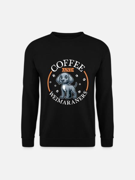 Kaffee und Weimaraner - Unisex Pullover - Schwarz