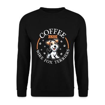 Kaffee und Drahthaar-Foxterrier - Unisex Pullover - Schwarz - Vorne - Alina (178cm) & Michal (187cm)