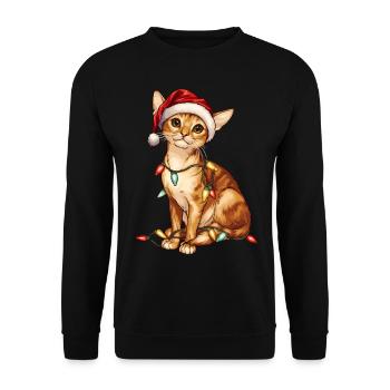 Mignon chat abyssin chapeau de Noël - Sweat-shirt Unisexe - noir - Devant - Alina (178cm) & Michal (187cm)