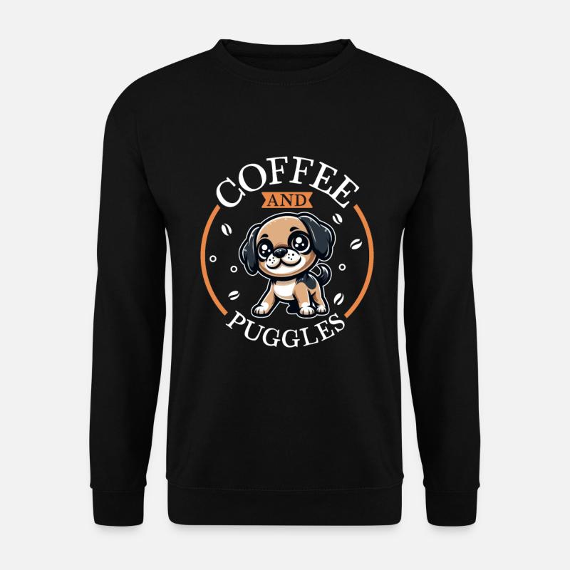 Kaffee und Puggle - Unisex Pullover - Schwarz