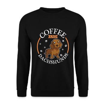 Kaffee und Dackel - Unisex Pullover - Schwarz - Vorne - Alina (178cm) & Michal (187cm)