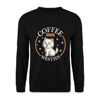 Café et West Highland Terrier - Sweat-shirt Unisexe - noir - Devant - Alina (178cm) & Michal (187cm)