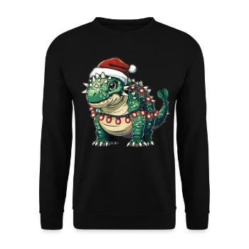 Ankylosaure Dinosaure Père Noël Chapeau Noël - Sweat-shirt Unisexe - noir - Devant - Alina (178cm) & Michal (187cm)