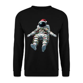 Floating Astronaut Christmas Hat Xmas - Unisex Sweatshirt - black - Front - Alina (178cm) & Michal (187cm)