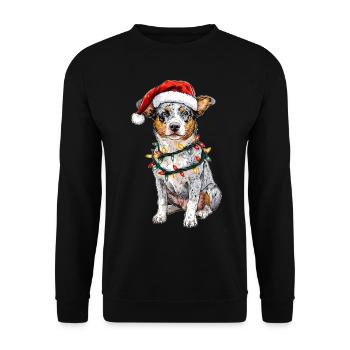 Niedlicher Australian Cattle Dog Weihnachtshut Xma - Unisex Pullover - Schwarz - Vorne - Alina (178cm) & Michal (187cm)