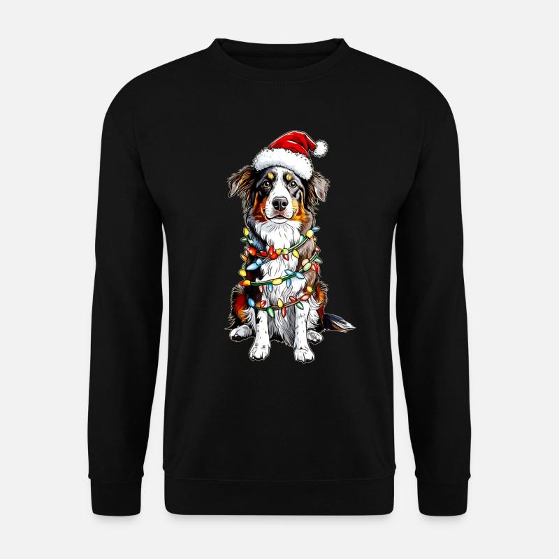 Niedlicher Australian Shepherd Weihnachtshut Xmas - Unisex Pullover - Schwarz