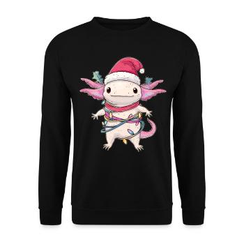 Mignon Kawaii Axolotl Père Noël - Sweat-shirt Unisexe - noir - Devant - Alina (178cm) & Michal (187cm)